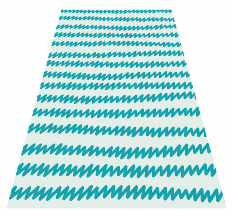 Nordic vinyl rug in aquamarine and white zig zag - TenStickers