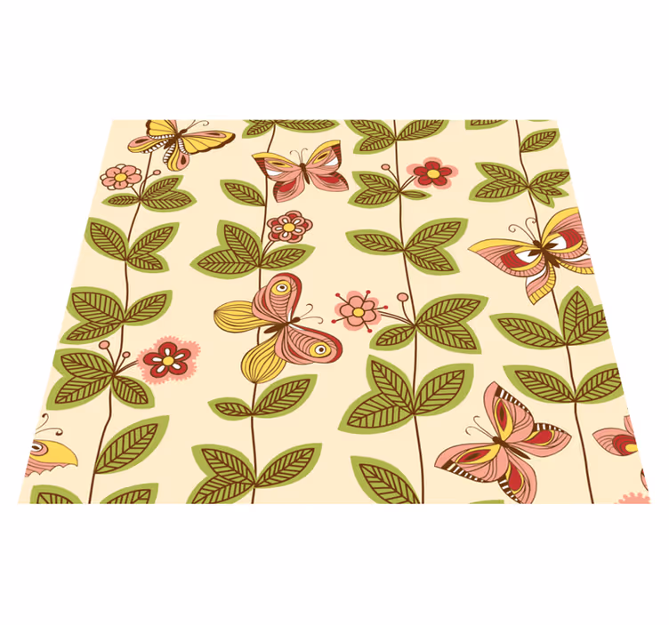 Nature vinyl rug butterflies - TenStickers