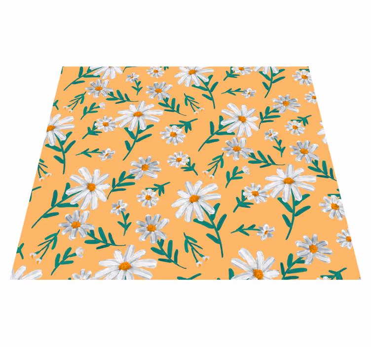 Nature vinyl rug with yellow daisy flower design - TenStickers