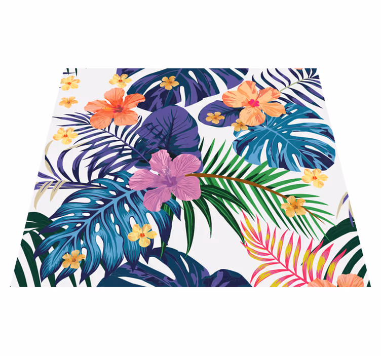 Nature vinyl rug hawaiian colorful blooms - TenStickers