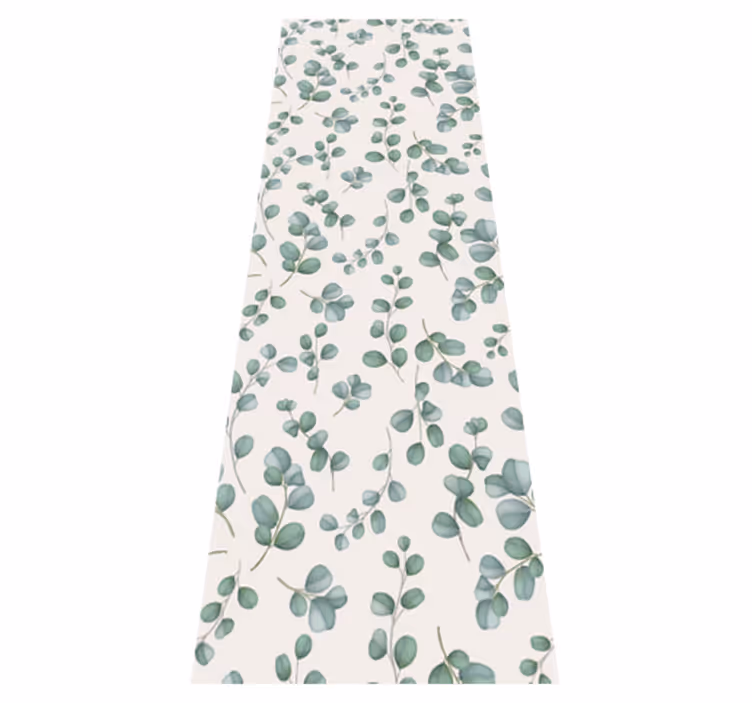 Nature vinyl rug with watercolor leaves on beige - TenStickers