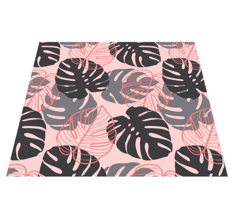 Nature vinyl rug in pink and grey monstrosa - TenStickers