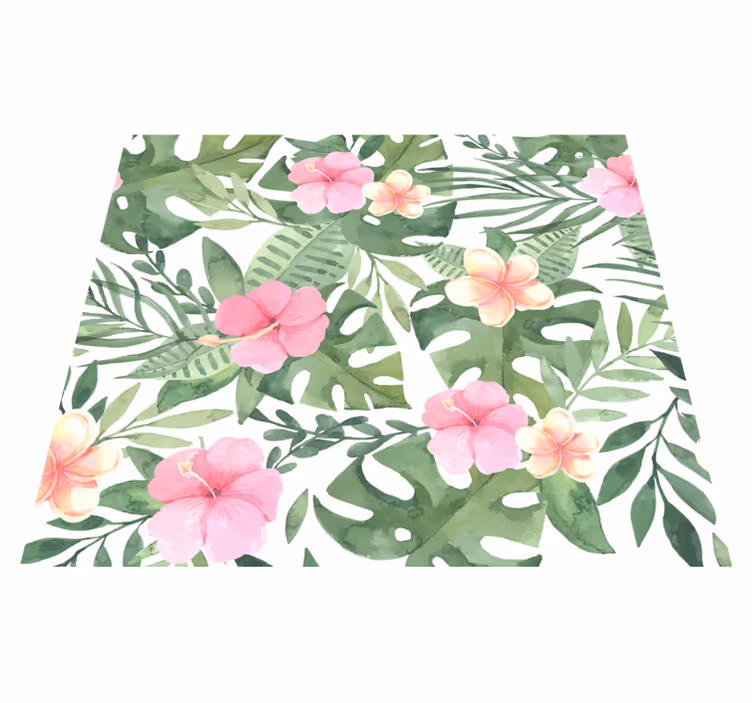Nature vinyl rug with floral tropical design - TenStickers