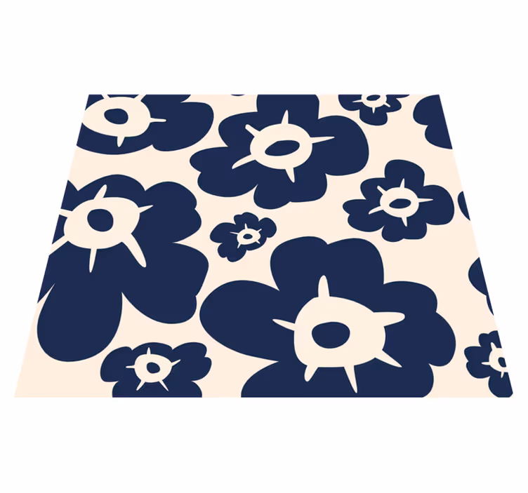 Nature vinyl rug in dark blue poppy - TenStickers