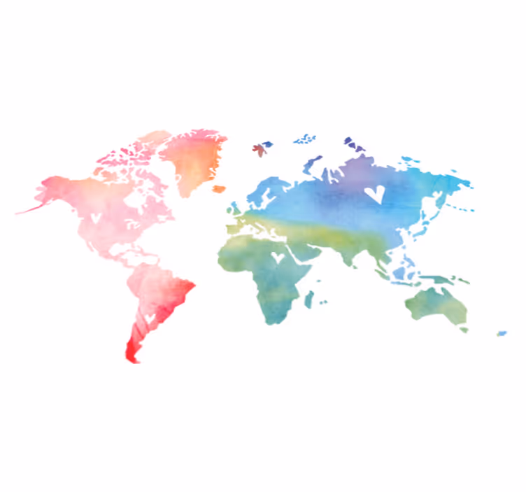 World map vinyl rug watercolor texture color - TenStickers