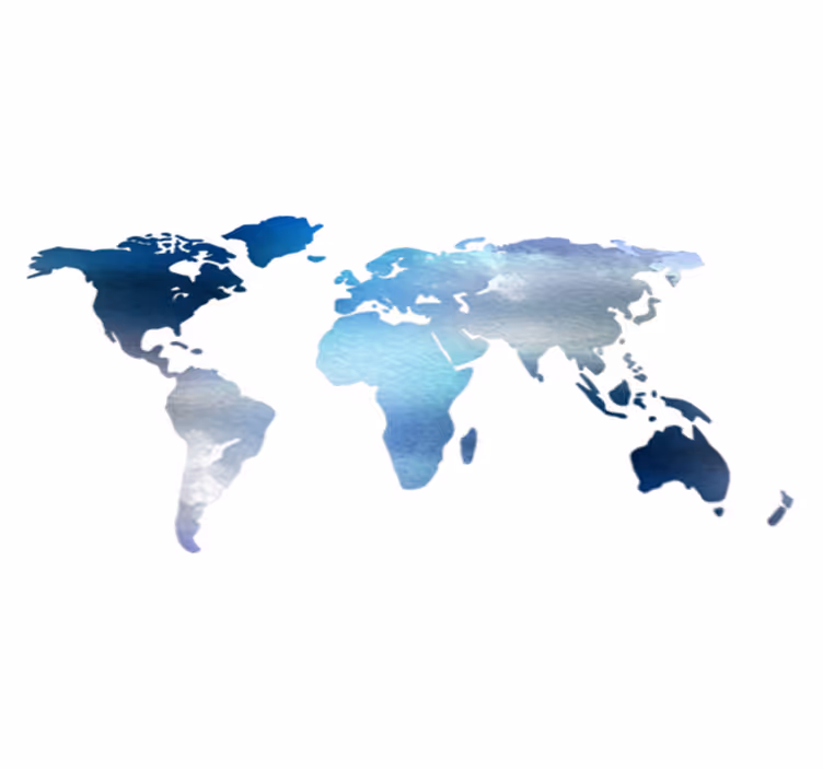 World map vinyl rug watercolor world map in blue tones - TenStickers