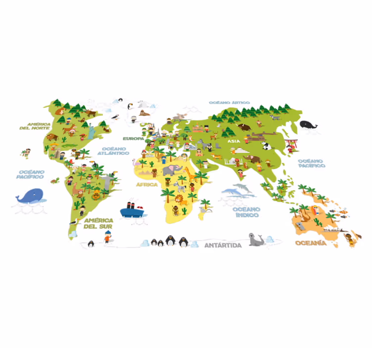 World map vinyl rug for kids by country - TenStickers