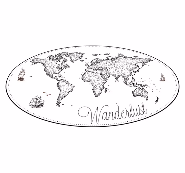 World map vinyl rug wanderlust world map - TenStickers