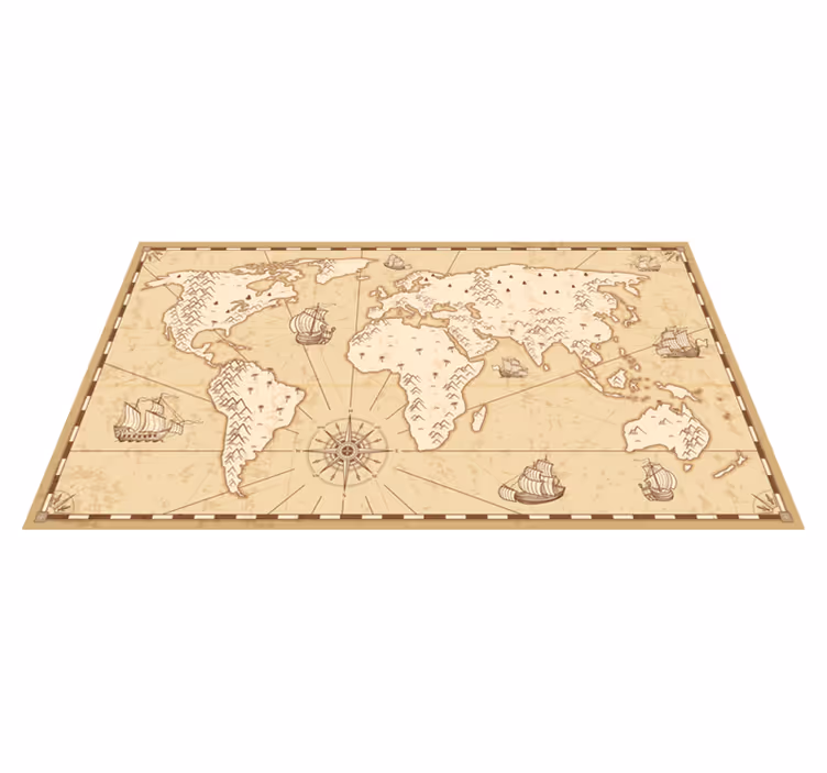 World map vinyl rug vintage world map - TenStickers