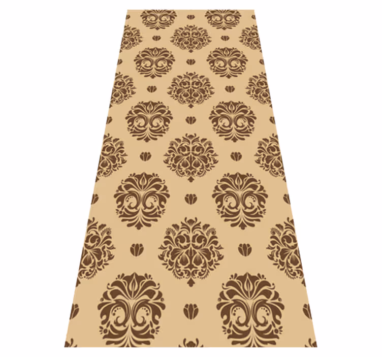 Vintage vinyl rug in beige damask design - TenStickers
