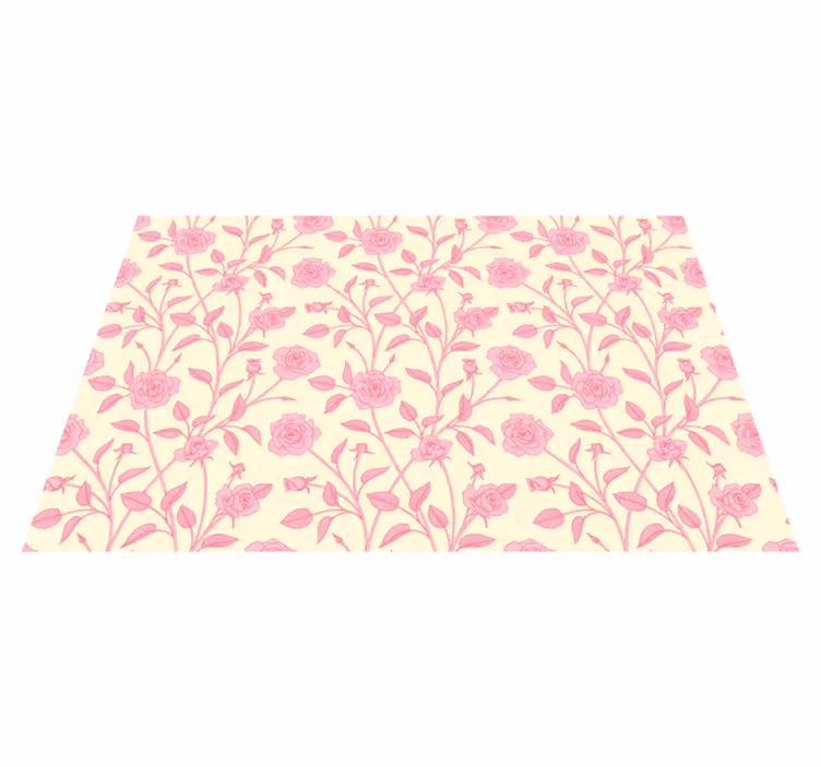 Vintage vinyl rug with small roses on pink background - TenStickers