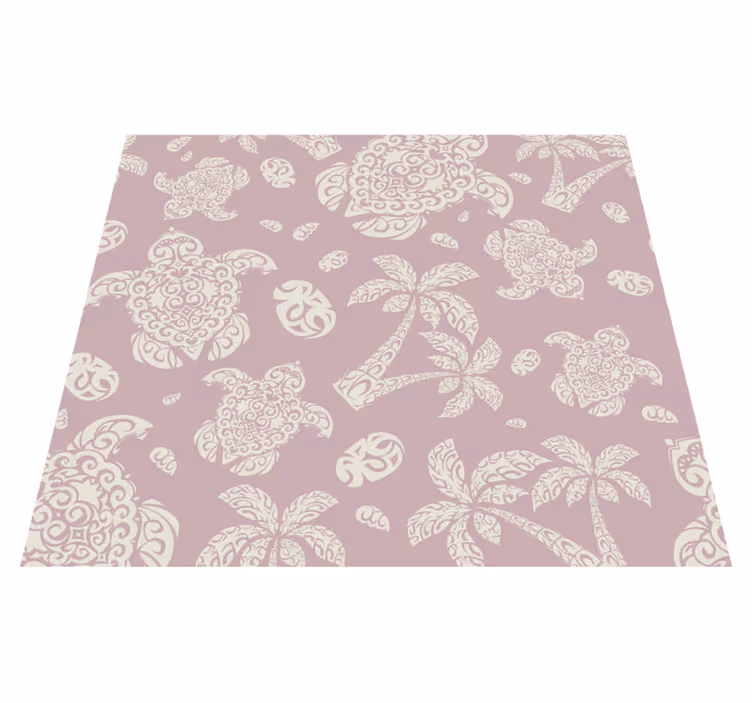 Animal vinyl rug hawaiian turtle and palm design - TenStickers