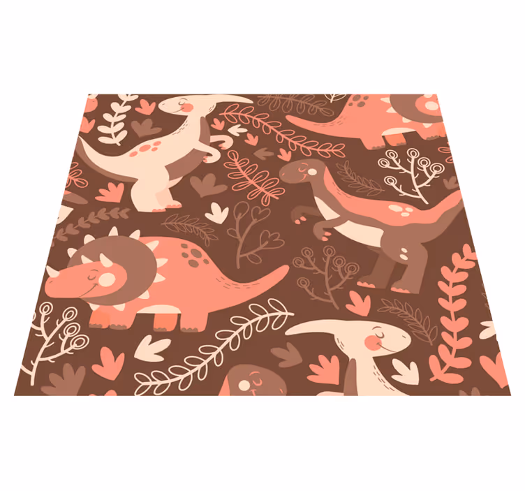 Animal vinyl rug featuring dinosaur and leaf design - TenStickers