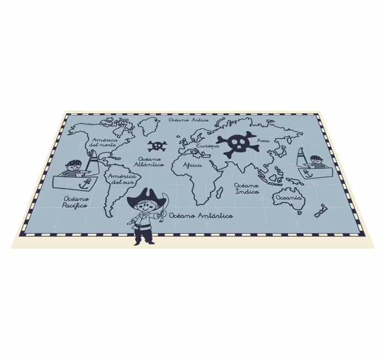 Pirate world map vinyl rug - TenStickers