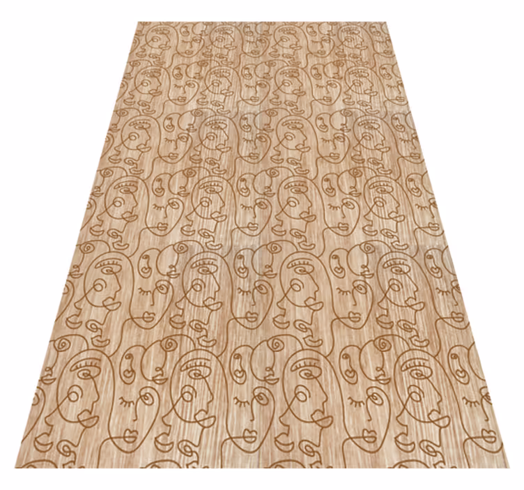 Texture vinyl rug featuring abstract beige women - TenStickers