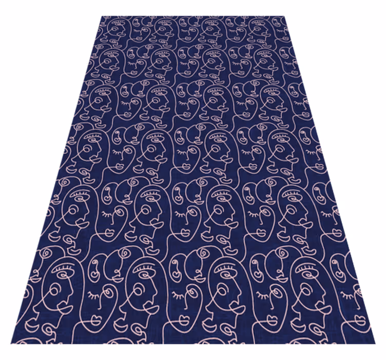 Texture vinyl rug featuring abstract blue women - TenStickers