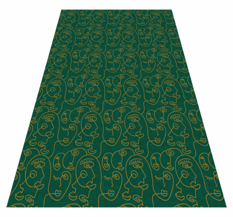 Texture vinyl rug featuring abstract green women - TenStickers
