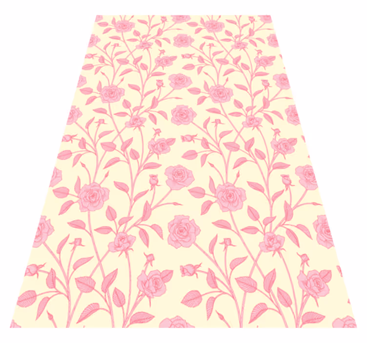 Vintage vinyl rug with small roses on pink - TenStickers