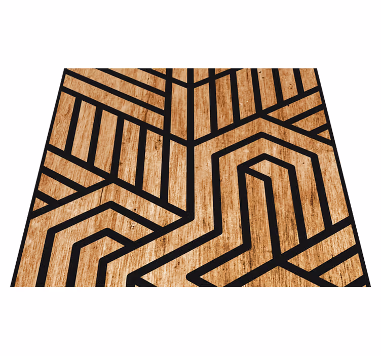 Texture vinyl rug in wooden geometric design - TenStickers