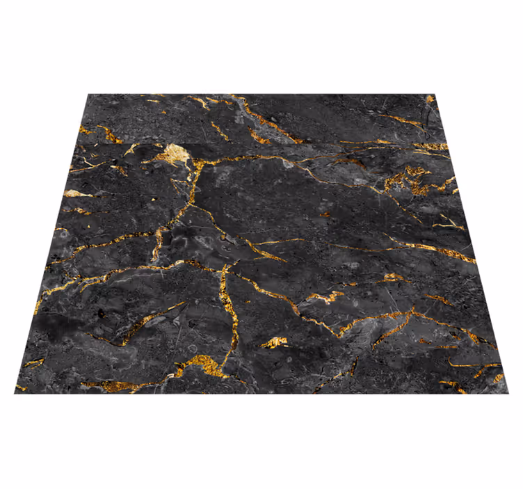 Texture vinyl rug in black gold marble design - TenStickers