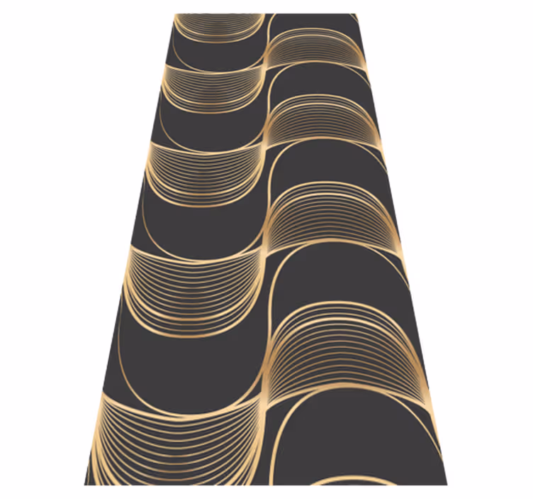 Vintage vinyl rug with gold waves art decor pattern - TenStickers