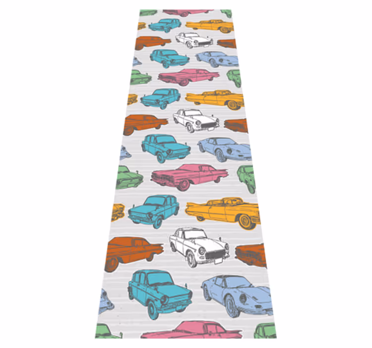 Vintage vinyl rug colorful classic automobiles - TenStickers