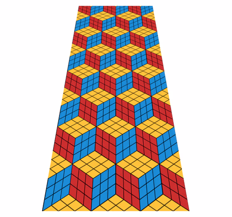 Vintage vinyl rug rubik cube classic design - TenStickers