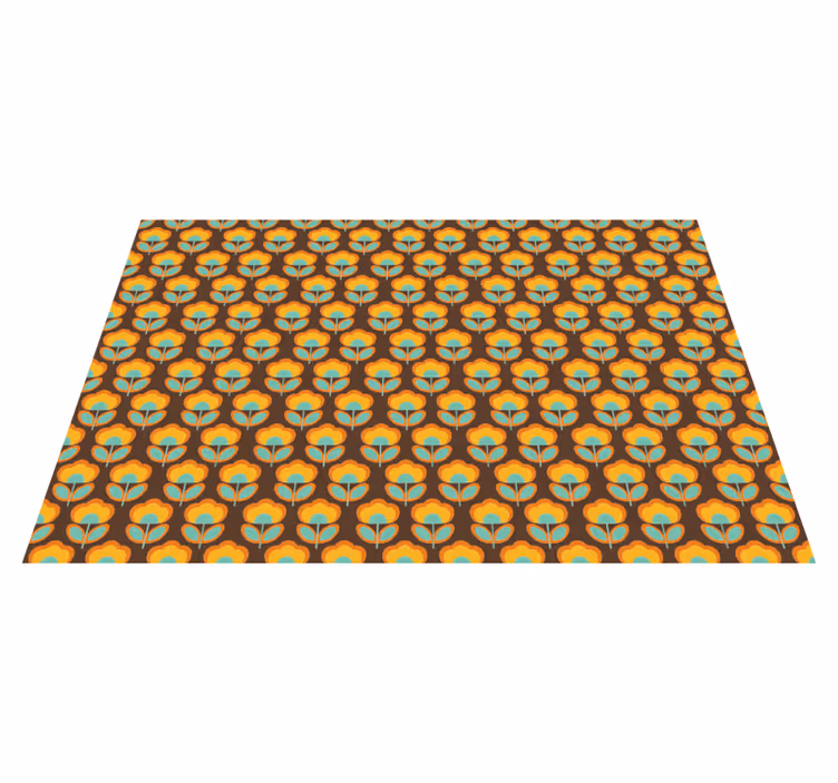Vintage vinyl rug 70s floral leaves design - TenStickers