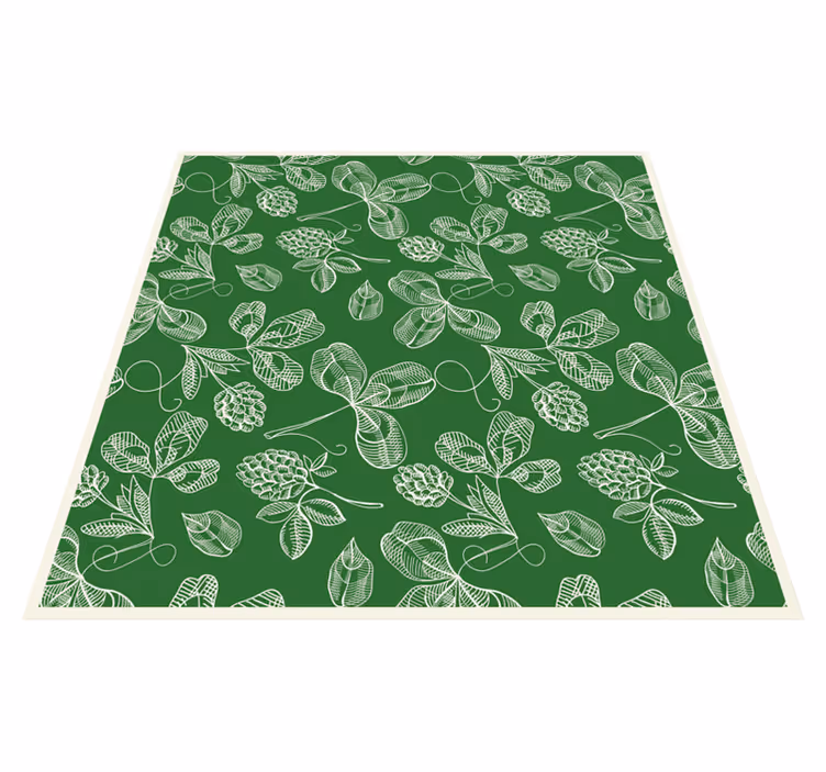 Vintage vinyl rug with green magnolia twig design - TenStickers
