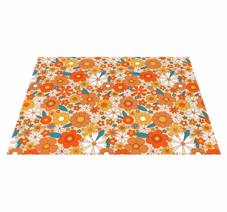Vintage vinyl rug with multicolor 70s floral design - TenStickers