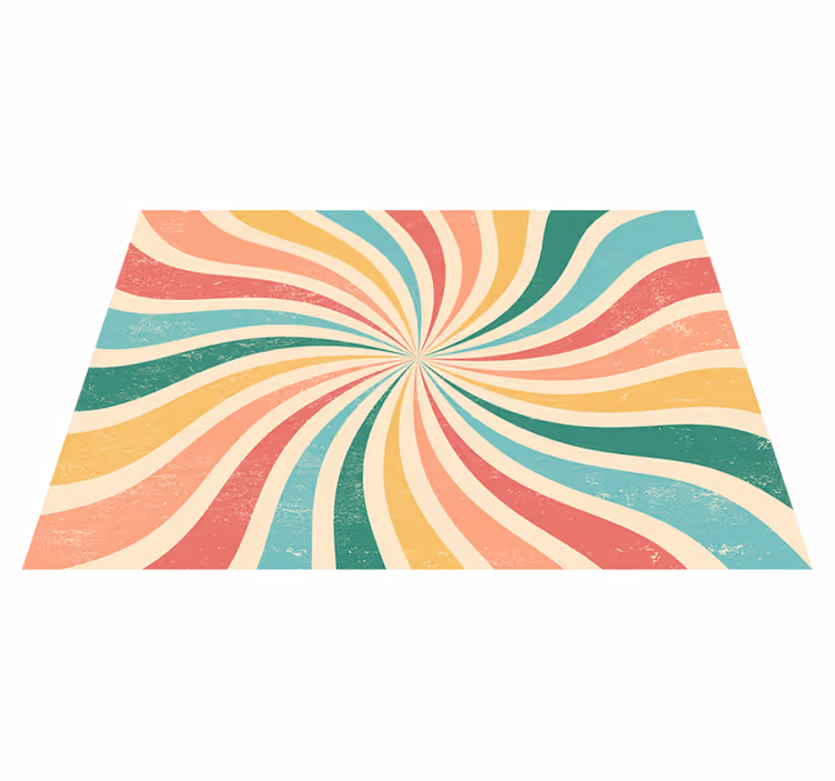 Vintage vinyl rug with vibrant retro burst design - TenStickers