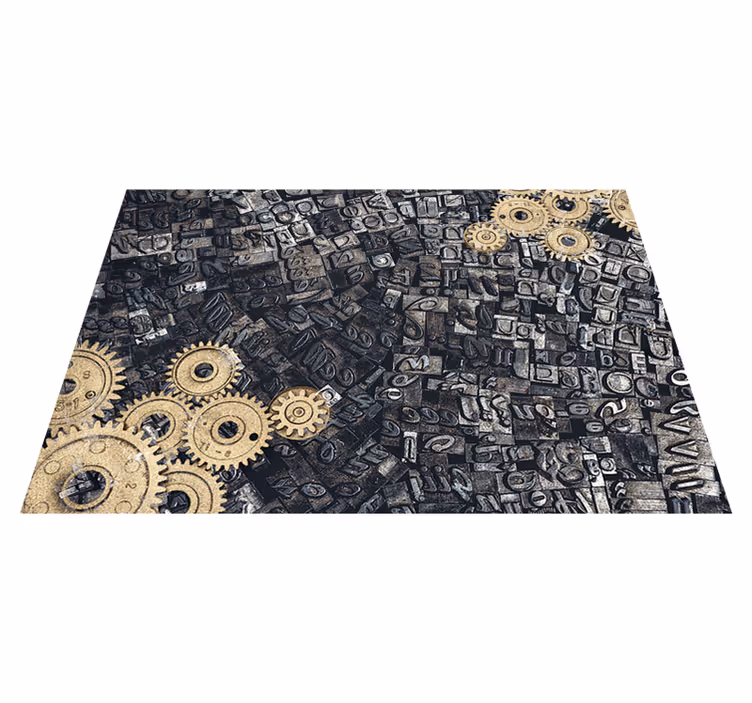 Vintage vinyl rug 3d retro nostalgic gear design - TenStickers