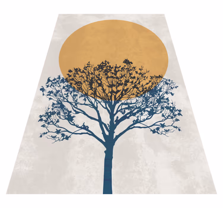 Vinyl rug flowers tree at sunrise - TenStickers