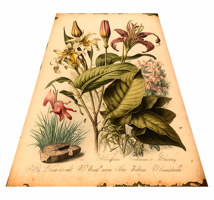 Vinyl rug flowers vintage botanical design - TenStickers