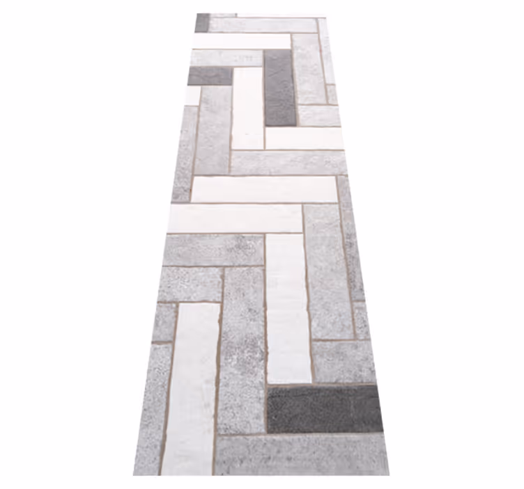 Texture vinyl rug in cold gray-brown herringbone - TenStickers