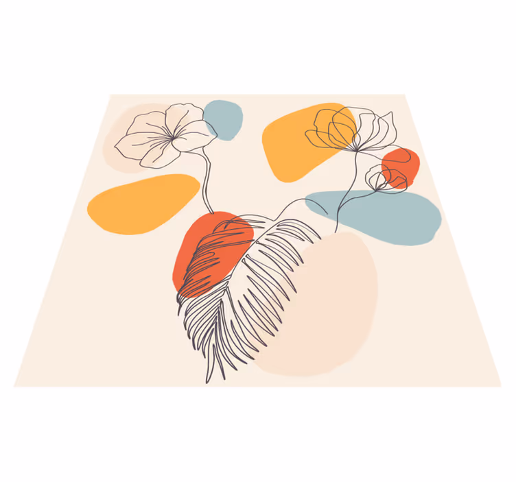 Geometric vinyl rug with botanical wall art - TenStickers