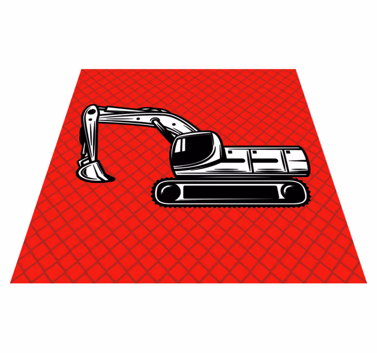 Kids vinyl rug monocolor big excavator design - TenStickers