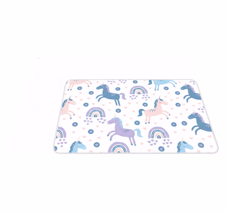 Kids vinyl rug with a sweet pastel unicorn pattern - TenStickers