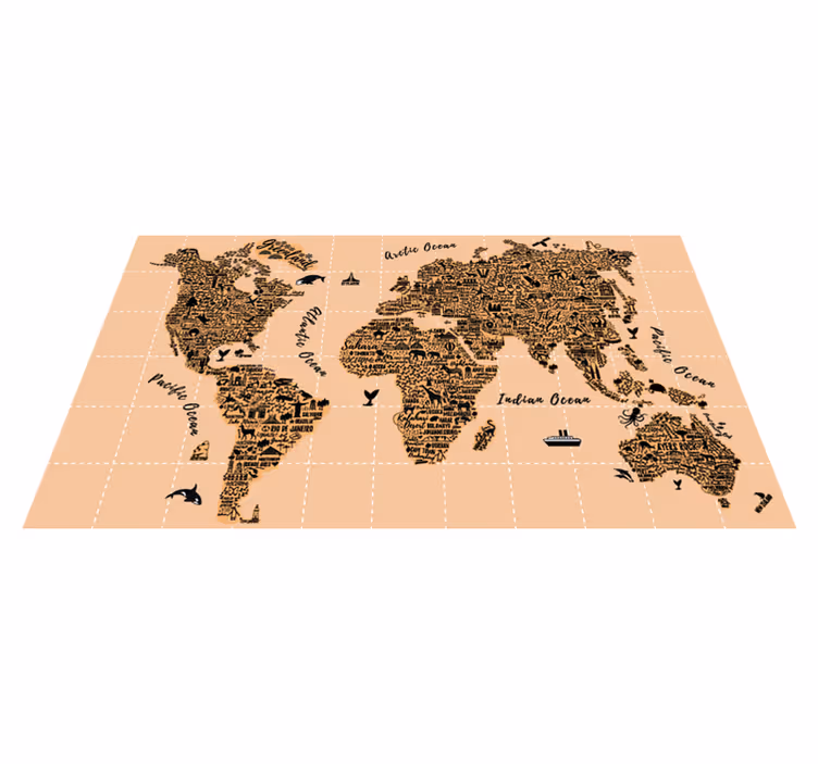 Cities world map vinyl rug - TenStickers