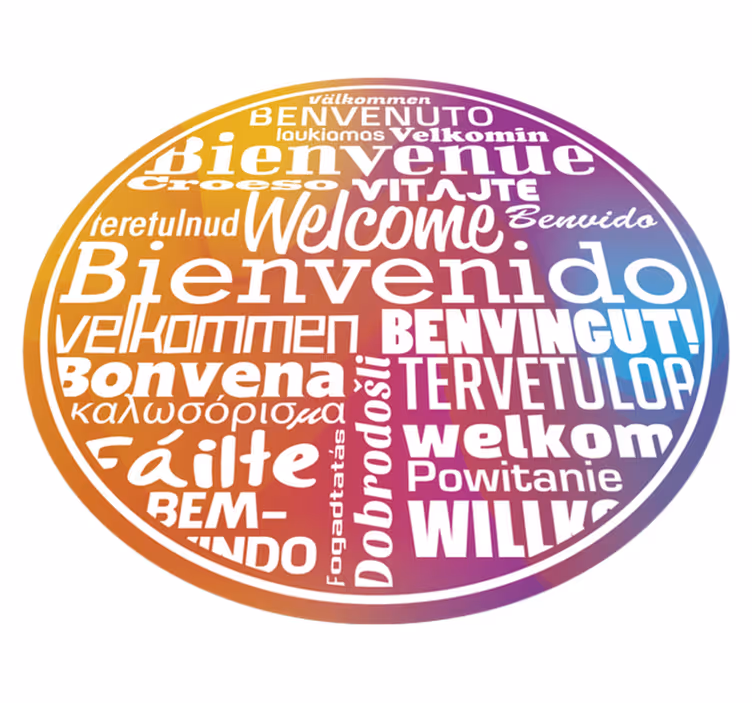 Entrance hall vinyl rug welcome home languages - TenStickers