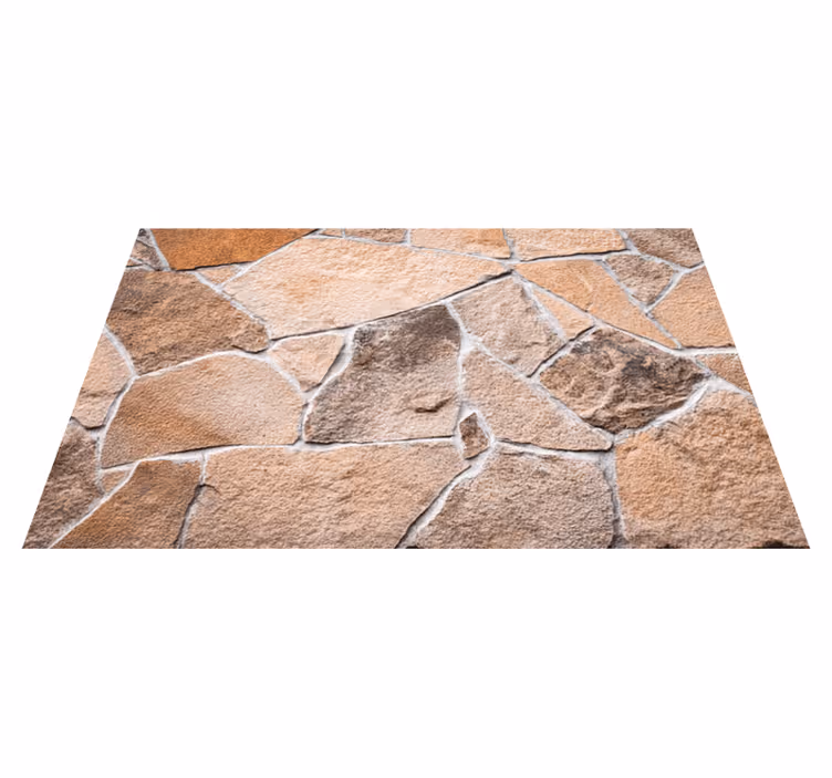 Entrance hall vinyl rug in light brown stone bricks - TenStickers