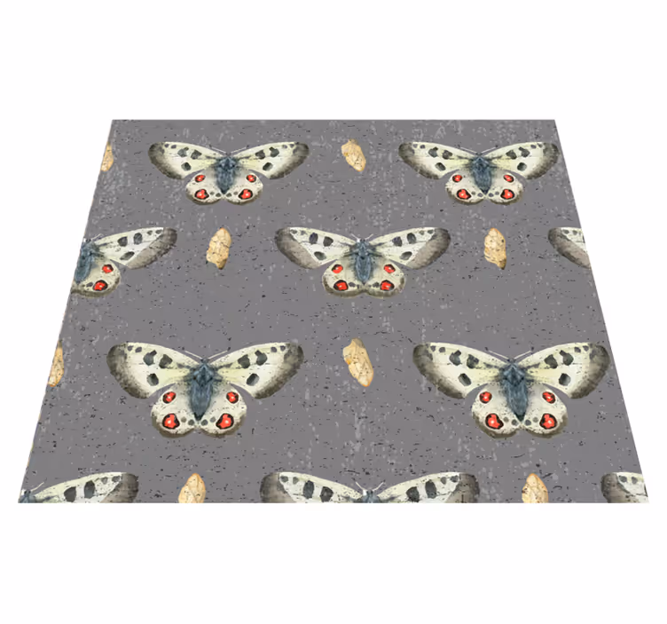Grey vinyl rug butterfly pattern simplicity - TenStickers