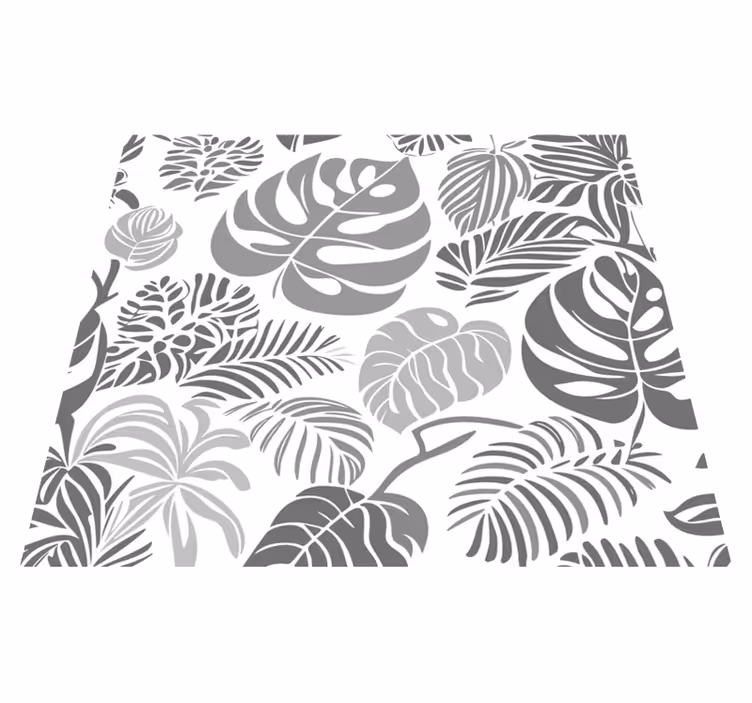Grey vinyl rug with monstera leaves design - TenStickers