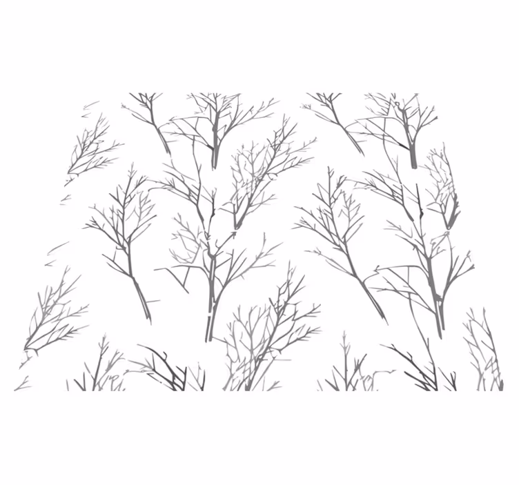 Grey vinyl rug with slender branches design - TenStickers