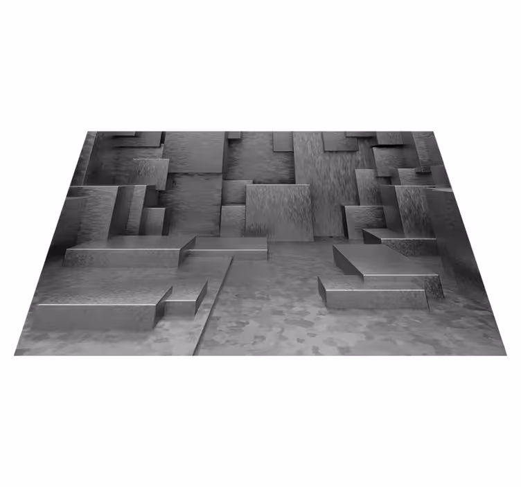 Grey vinyl rug with geometric abstract blocks - TenStickers