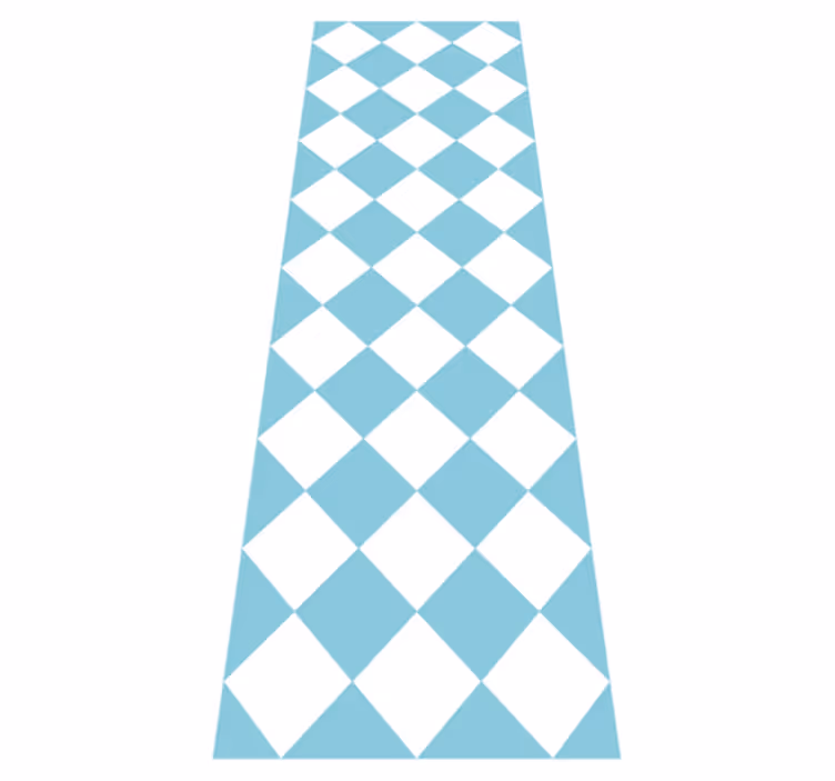 Hallway vinyl rug in blue and white checkered design - TenStickers