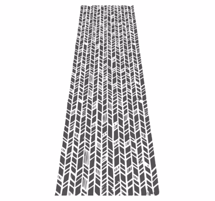 Hallway vinyl rug with black and white tribal design - TenStickers