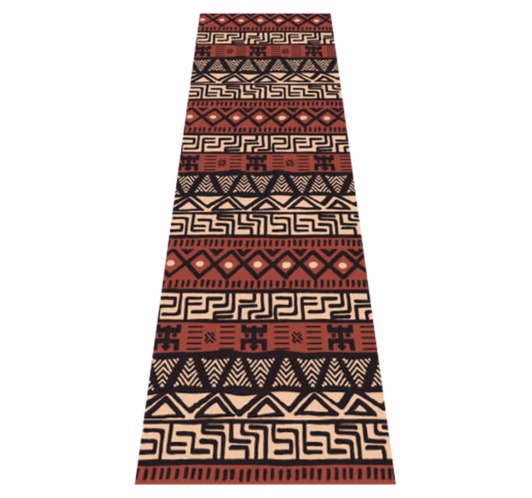 Hallway vinyl rug tribal pattern deep red - TenStickers