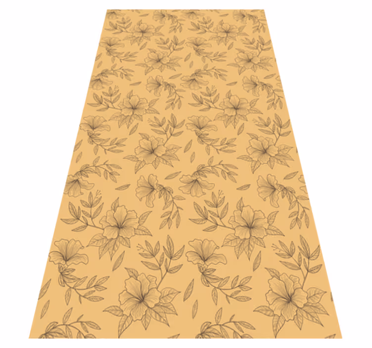 Beige vinyl rug with beautiful silhouette flowers - TenStickers