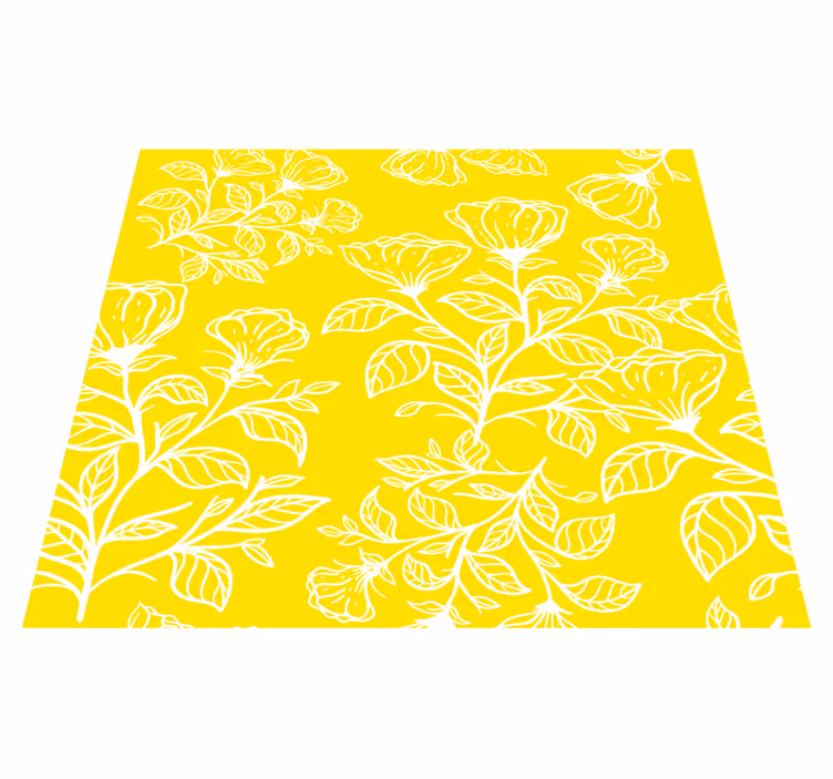 Yellow vinyl rug with floral design pattern - TenStickers